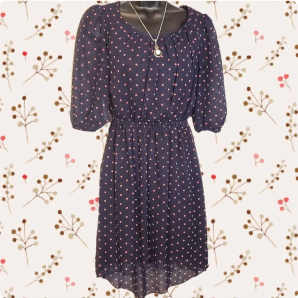 Sweet Storm High-Low Blouson Dress Polka Dress - S